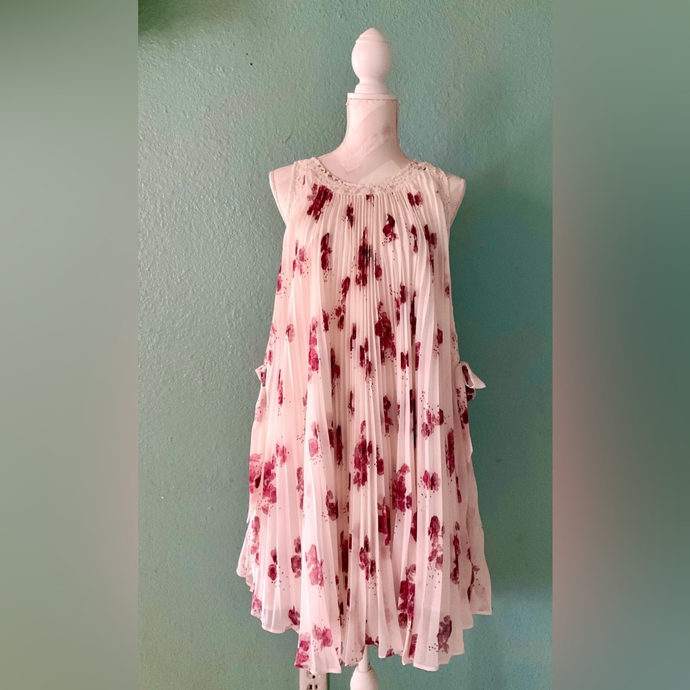 FREE PEOPLE Accordion Pleat Chiffon Dress Sz M - Picture 2 of 7